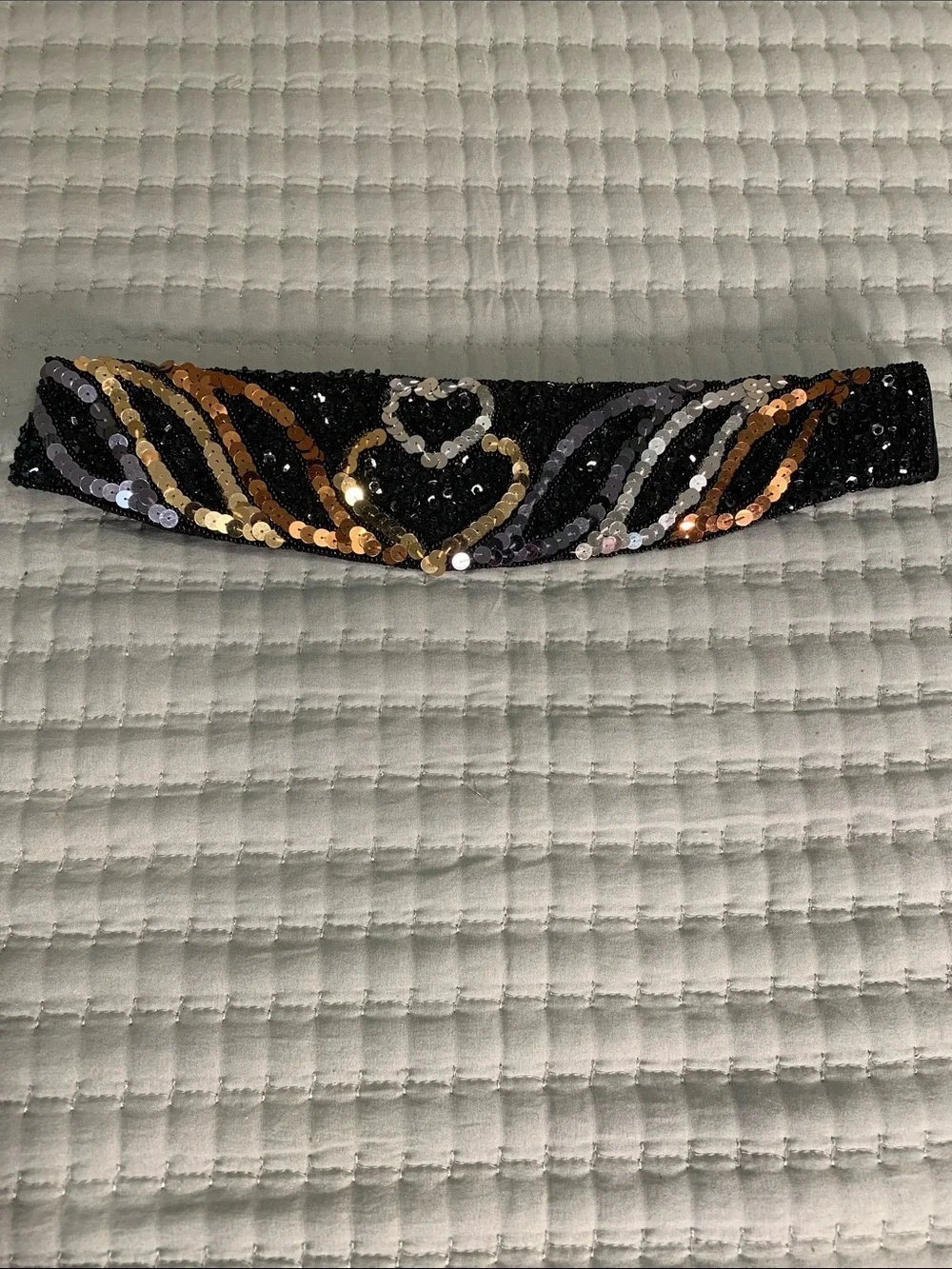 Milor Vintage sequins & Beads Wide Belt Like NEW Copper Silver Gold Size S-M
